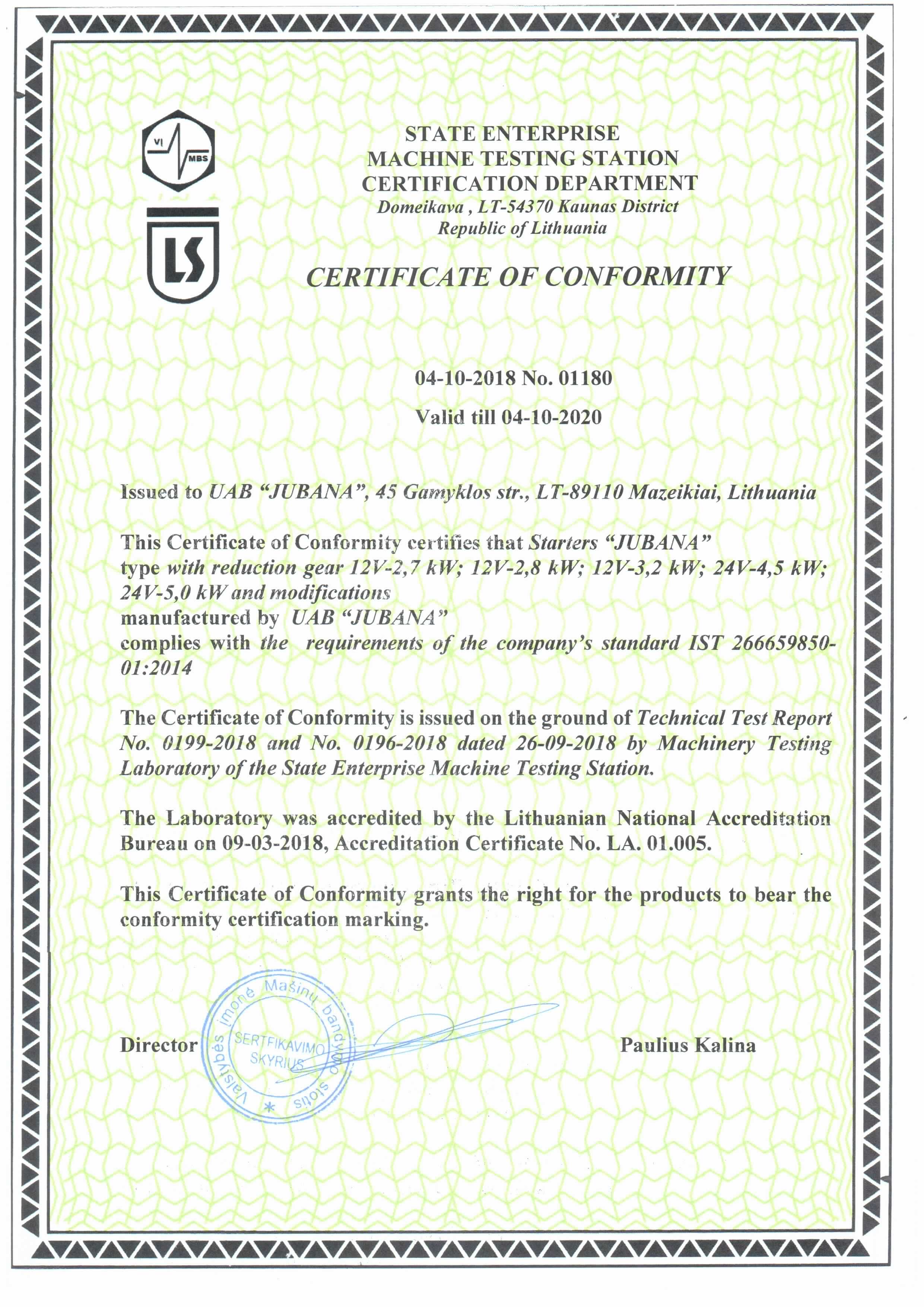 Starter certificate jubana reduction-en